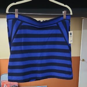 Blue and Black Striped Skirt